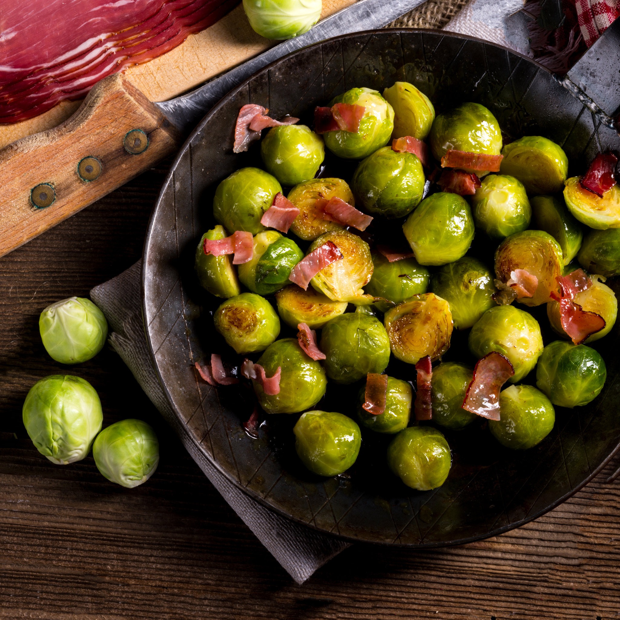 Maple Syrup Roasted Brussels Sprouts with Bacon