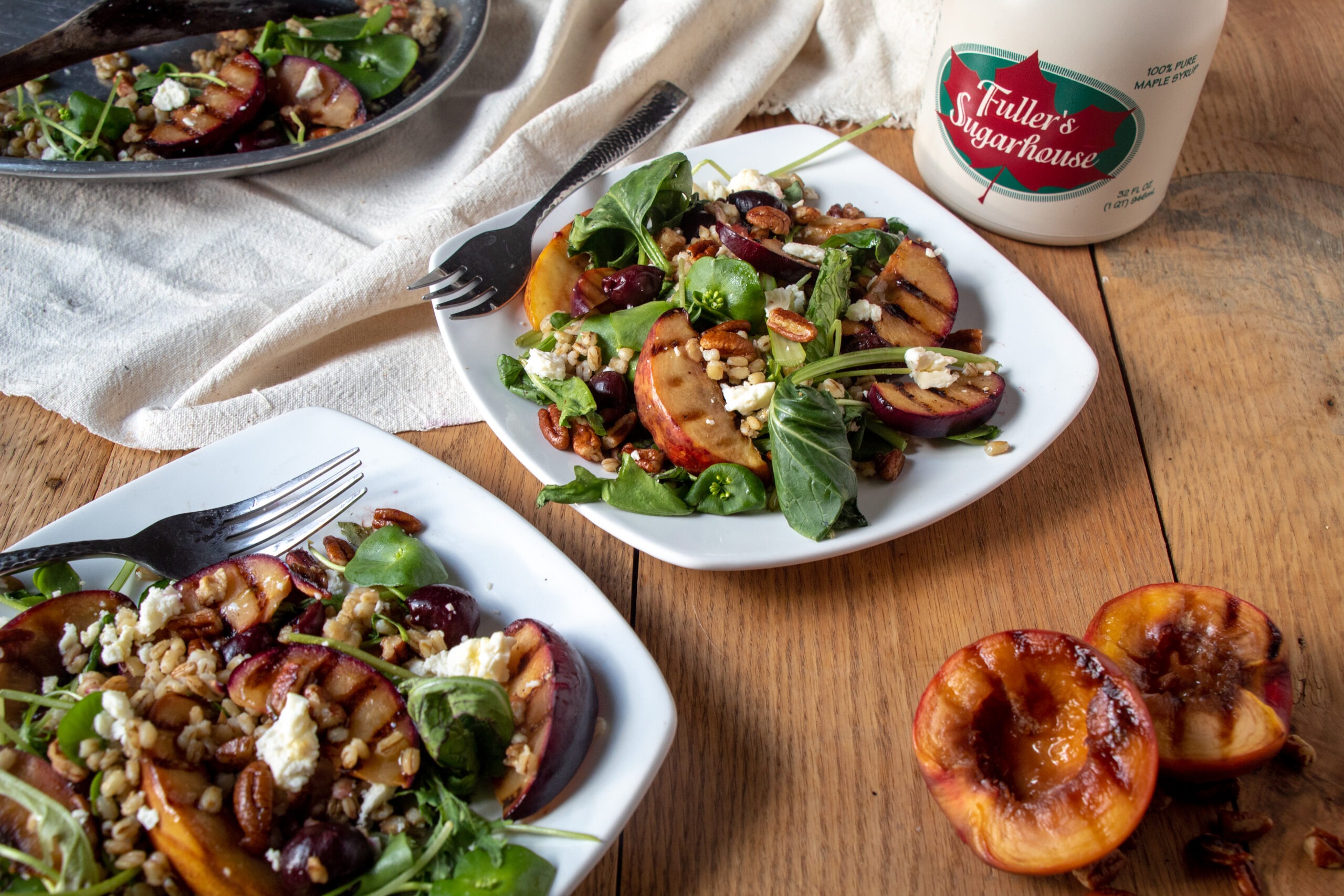 Grilled Stone Fruit Salad & Maple White Wine Vinaigrette
